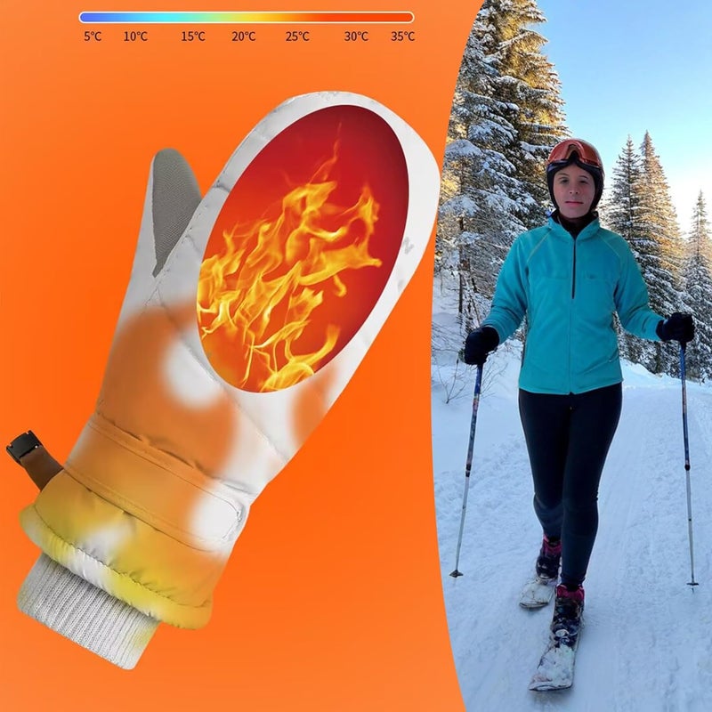 IZUS Women Ski-Gloves Plus-Velvet-Thickened Winter-Mittens Cold-Weather-Gloves Non-Slip-Palm Water-Repellent Outdoor Warm - Image 4